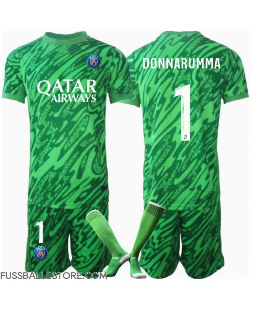 Günstige Paris Saint-Germain Gianluigi Donnarumma #1 Torwart Heimtrikotsatz Kinder 2024-25 Kurzarm (+ Kurze Hosen)